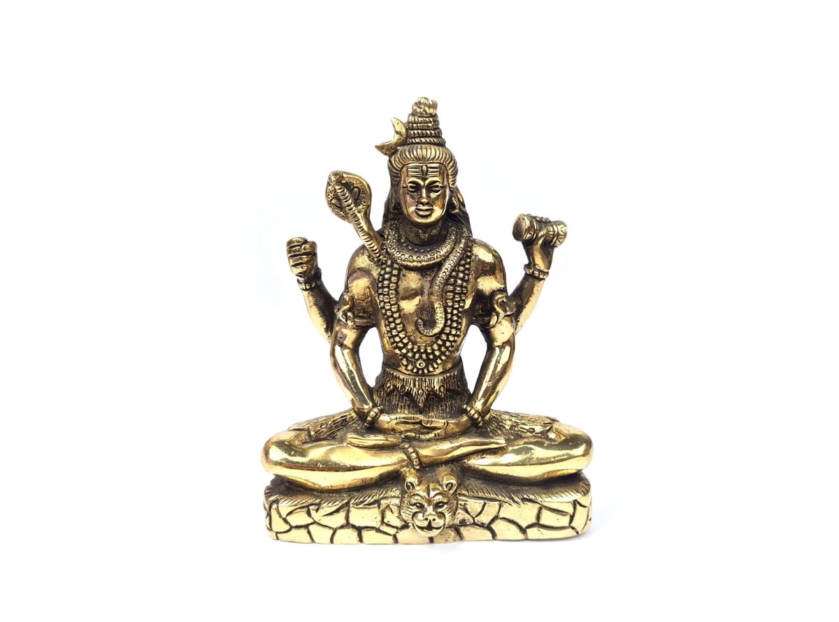 Estátua do Deus Shiva em lótus com tridente removível Fine Art em brass 15m - Image 5