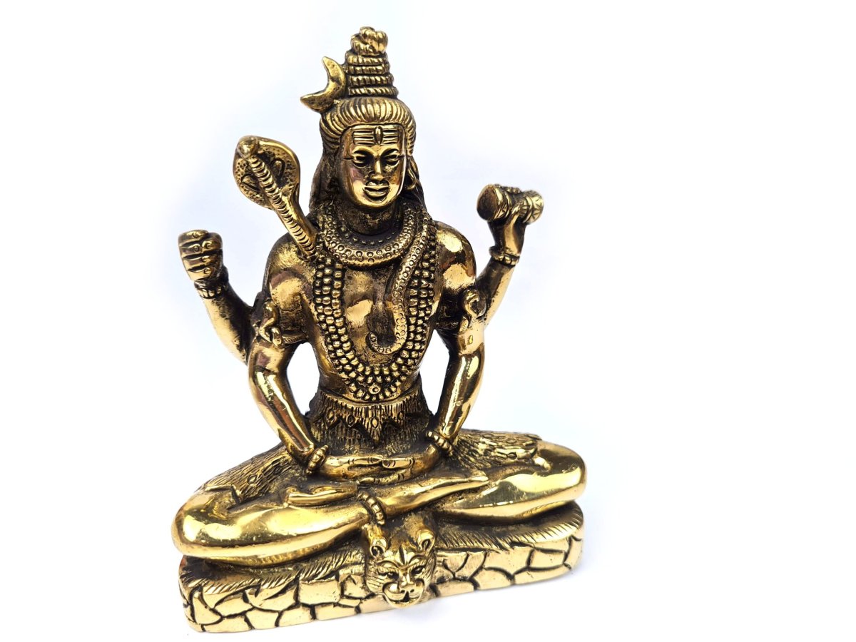 Estátua do Deus Shiva em lótus com tridente removível Fine Art em brass 15m - Image 6