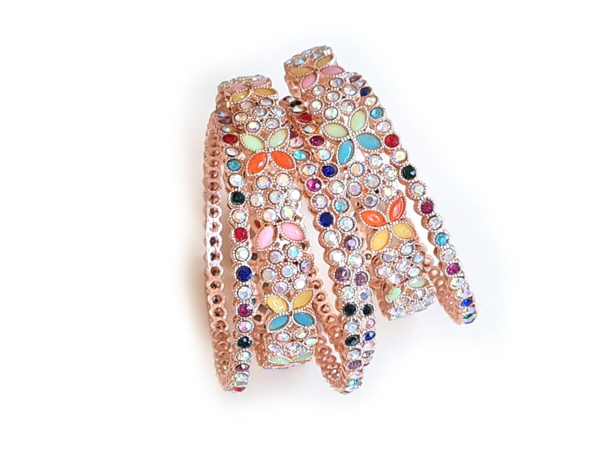 Conjunto de 6 pulseiras indianas com pedrarias Jardim de Basant - Image 2