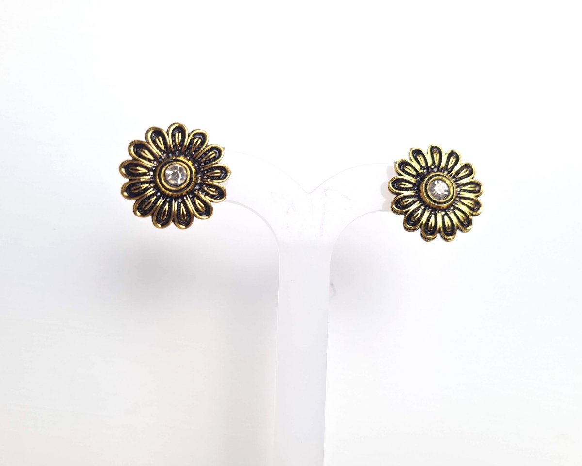 Brinco indiano bicolor 2 em 1 design floral com berloques - Image 6