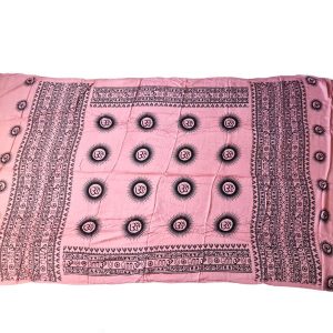 Chadar indiano (manto de oração) de Om e mantras rosa e preto