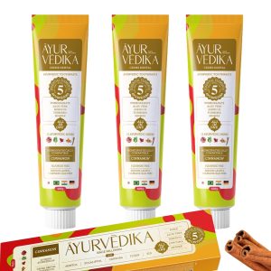 Kit 3 Cremes Dental AYURVÈDIKA sabor Cinnamon sem flúor 100g