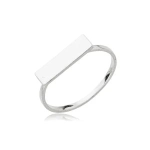 Anel Feminino em Prata - Placa Retangular