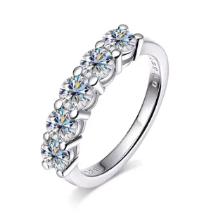 Meia Aliança Classic Moissanite - 100% Prata 925