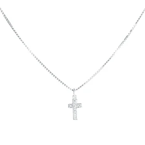 Colar em Prata 925 - Veneziana com Cruz Quadrada Cravejada