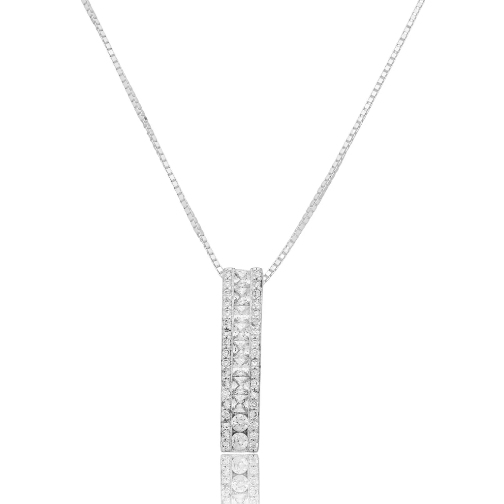 Colar em Prata 925 - Veneziana com Placa Cravejada - Image 2