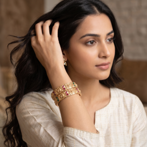 Conjunto de 2 pulseiras indianas Braceletes Realeza de Jaipur