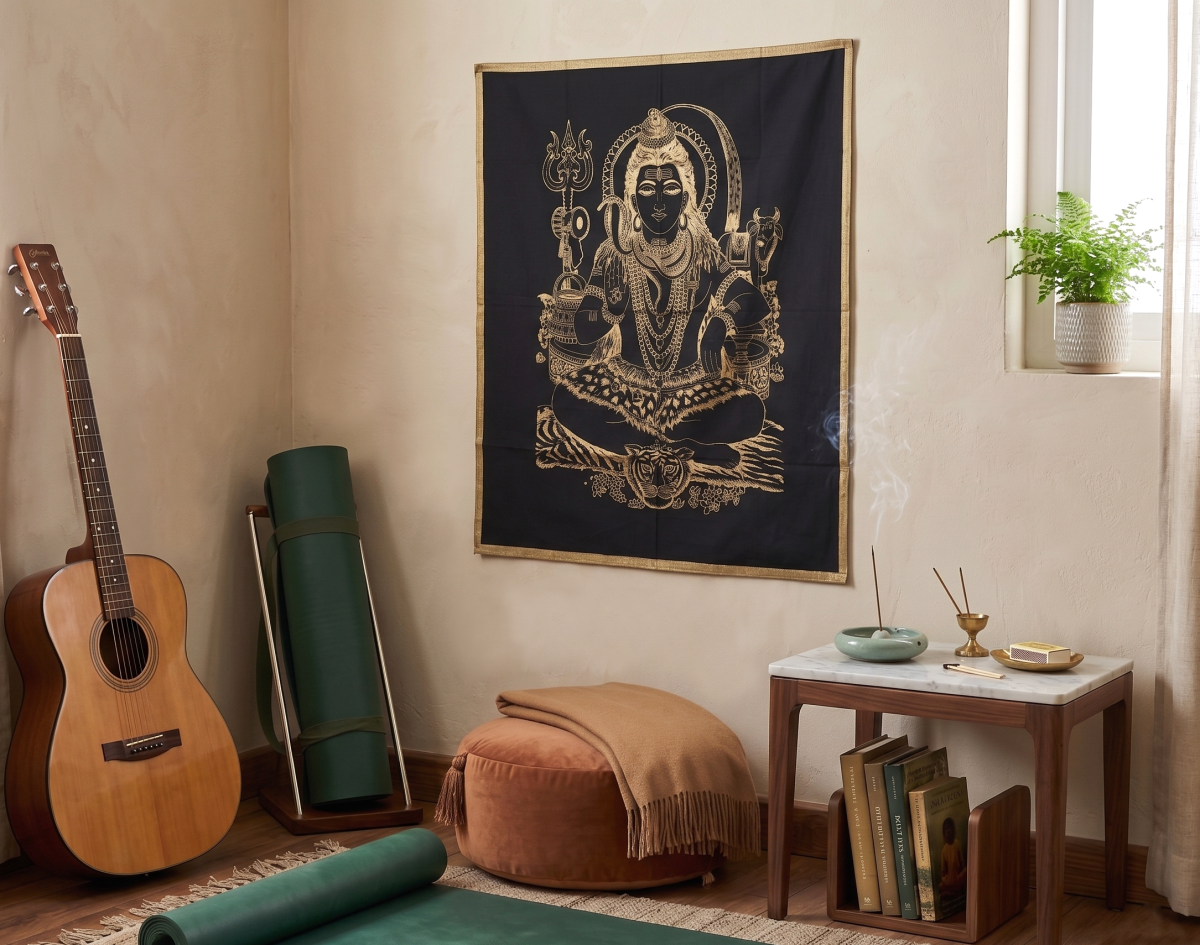 Panô indiano decorativo Coleção Gold Black com Lord Shiva 100cm - Image 2