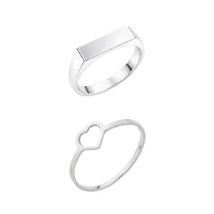 Conjunto Feminino em Prata - Anéis Lisos