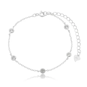 Pulseira Feminina em Prata - 5 Pontos de Luz