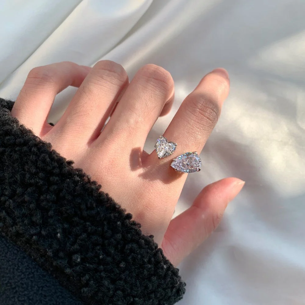 Anel de Coração Deluxe - 100% Prata com Moissanite - Image 5