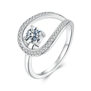 Anel Luna Moissanite - 100% Prata 925