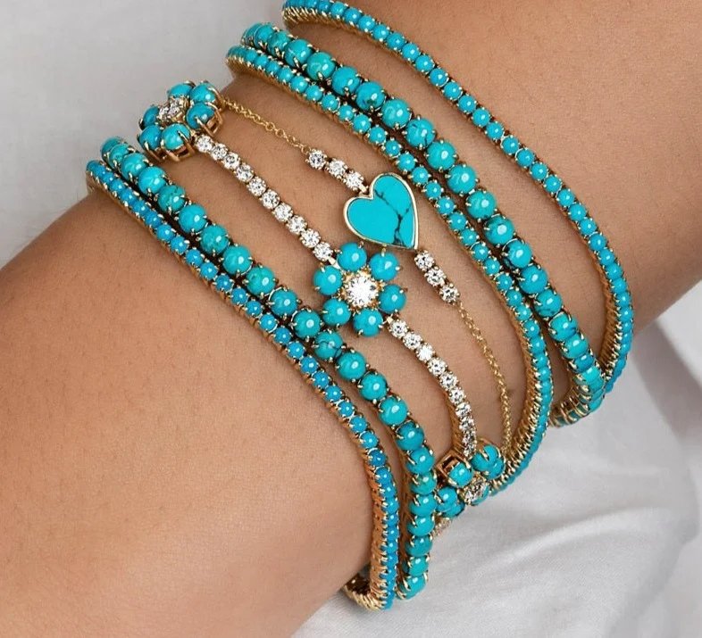 Pulseira riviera turquesa - Cravejada com zircônias - Image 3