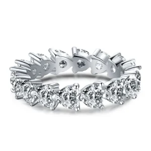 Anel Aparador de Coração Moissanite - 100% Prata 925