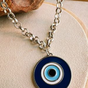 Colar elo português com pingente olho grego