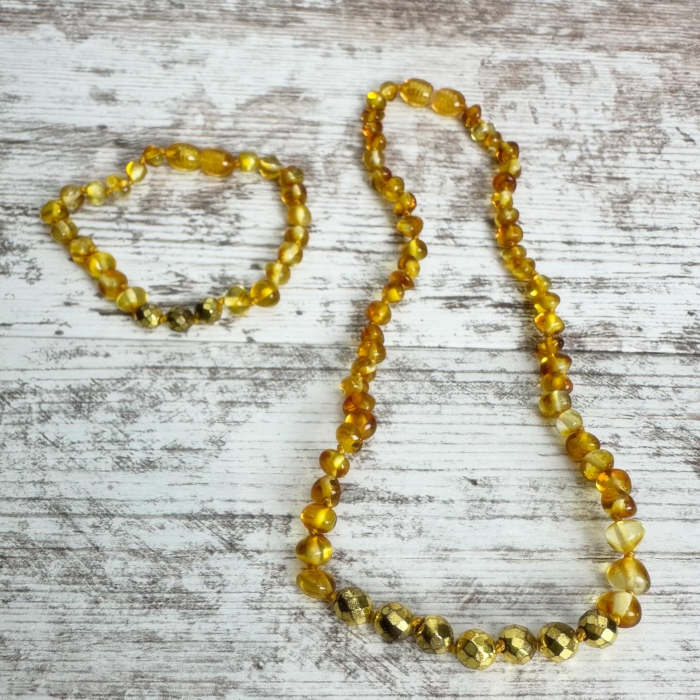 Pulseira – Tornozeleira de Âmbar Barroco Juvenil/Mulher Mel e Pirita - Image 4