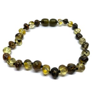 Pulseira – Tornozeleira de Âmbar Barroco Juvenil/Mulher Verde Mix