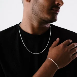 Conjunto corrente e pulseira em prata 925 - Piastrine 2mm