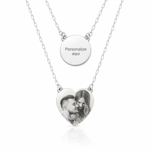 Escapulário em Prata 925 - Coração Personalizado com Foto