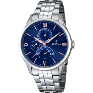 Relógio Festina Retro F16822/3 Azul com Bracelete de Aço, Homem