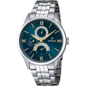 Relógio festina f16822/a azul com correia de aço, homem