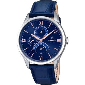 Relógio Festina Retro F16823/3 Azul com Correia de Couro, Homem