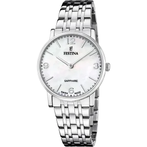 Relógio festina swiss made f20047/2 bege pulsera de 316l de aço inoxidável, mulher