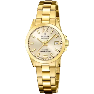 Relógio festina swiss made f20050/2 bege pulsera de 316l de aço inoxidável, mulher