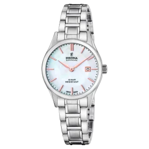 Relógio festina swiss made f20068/2 bege mulher