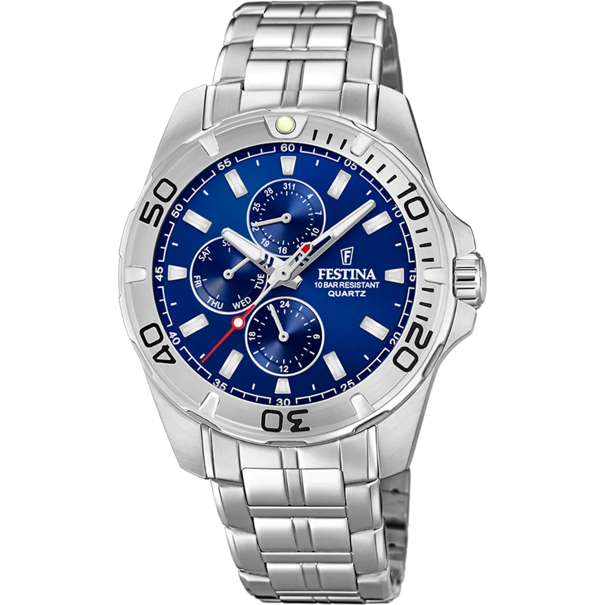 Relógio festina coleção multifuncional f20445/2 azul pulseira de aço, homem