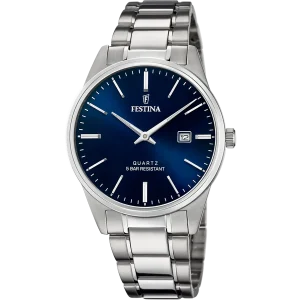 Relógio Festina Classics F20511/3 azul com bracelete em aço, homem