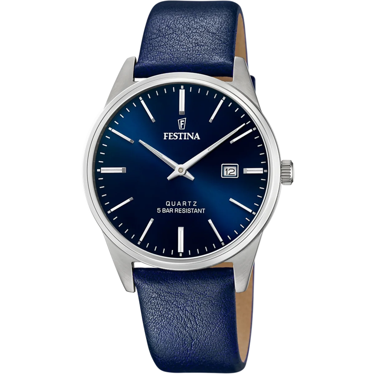 Relógio festina classics f20512/3 azul com correia de couro, homem.