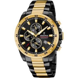 Relógio Festina F20563/1 preto, bracelete em aço, masculino