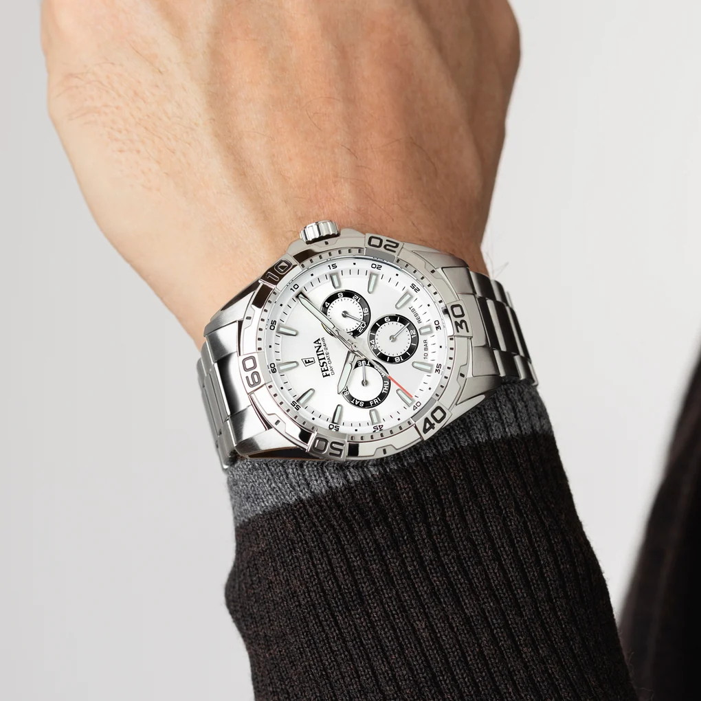 Relógio festina f20623/1 branco pulsera de de aço inoxidável, homem - Image 4