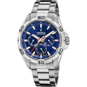 Relógio Festina F20623/2 Azul Pulseira de Aço Inoxidável 316L, Homem