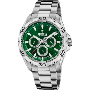 Relógio festina f20623/3 verde pulsera de de aço inoxidável, homem