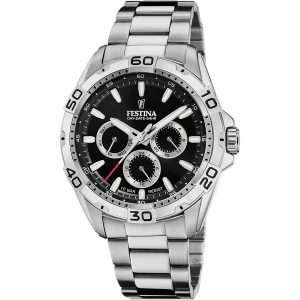 Relógio Festina F20623/4 preto pulseira de 316L de aço inoxidável, homem.