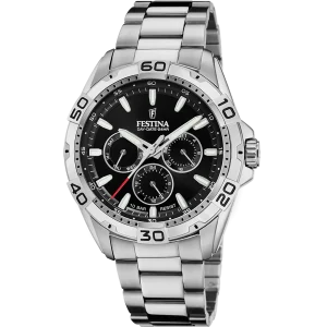 Relógio festina f20623/5 preto pulsera de de aço inoxidável, homem