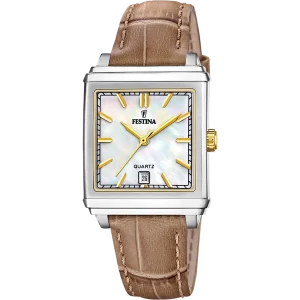 Relógio festina f20682/4 bege pulsera de couro, mulher