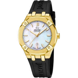 Relógio jaguar swiss made j1018/2 bege pulsera de borracha, mulher