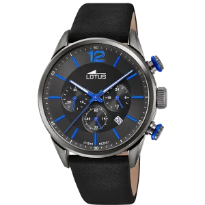 Relógio lotus chrono 18687/3 preto pulsera de couro, homem