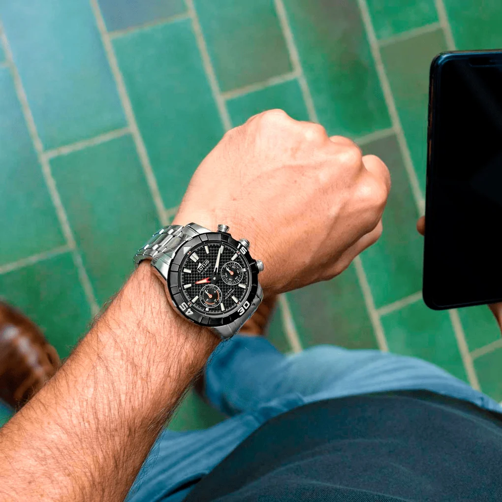 Relógio lotus 18810/2 preto pulsera de 316l de aço inoxidável, homem - Image 8