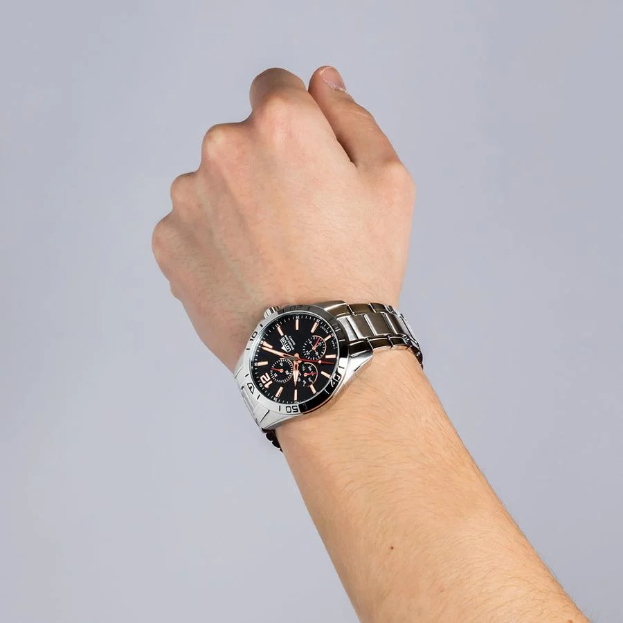 Relógio lotus 18812/6 preto pulsera de aço, homem - Image 4