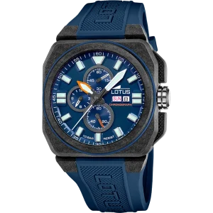 Relógio lotus chrono 18976/3 azul pulsera de borracha, homem