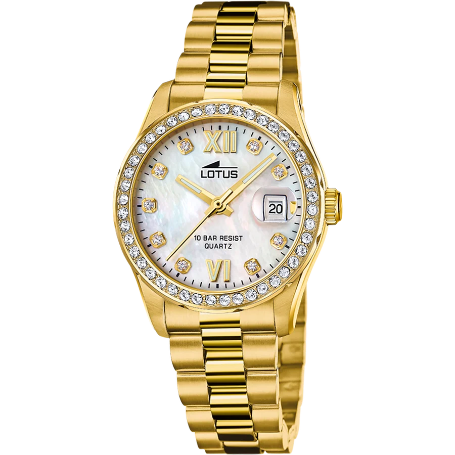 Relógio lotus freedom 18979/1 bege pulsera de 316l de aço inoxidável, mulher
