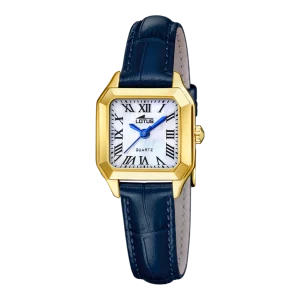 Relógio feminino lotus old money 19038/1 com mostrador prateado e cinturão de couro preto