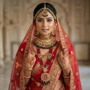 Conjunto Bridal Acessórios completos Indiano Luxo Maharani Gold 7 Peças