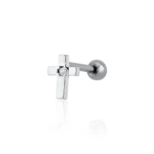 Piercing Feminino em Prata - Cruz