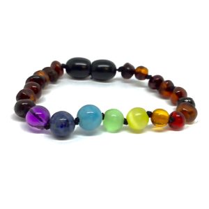Pulseira – Tornozeleira de Âmbar Cherry e Chakras Bebé – Criança