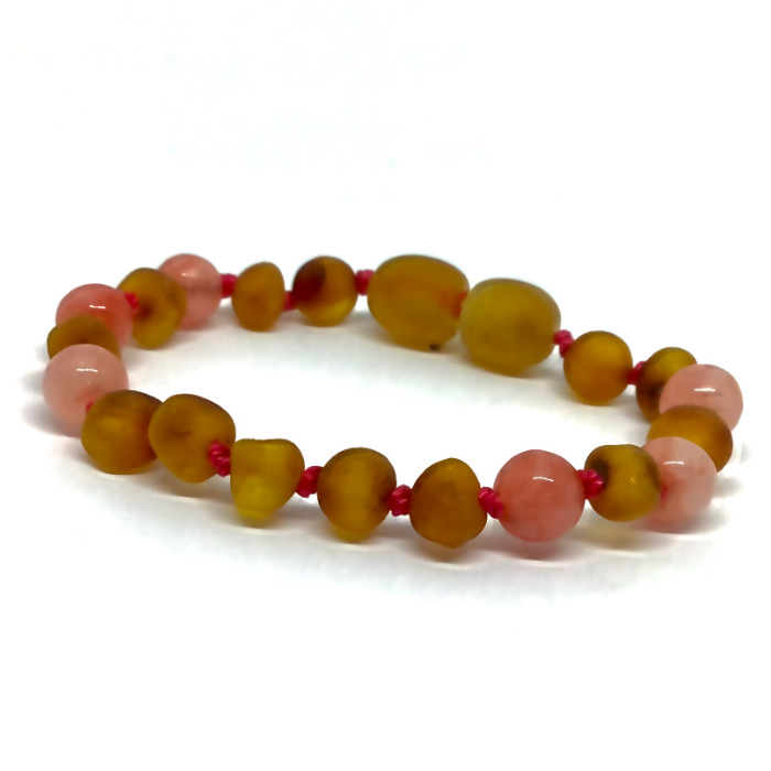 Pulseira – Tornozeleira de Âmbar Mel Não Polido e Quartz Cherry Adulto - Image 2